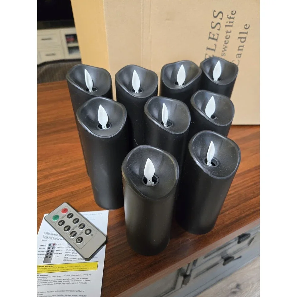 Black flameless candles with remote control